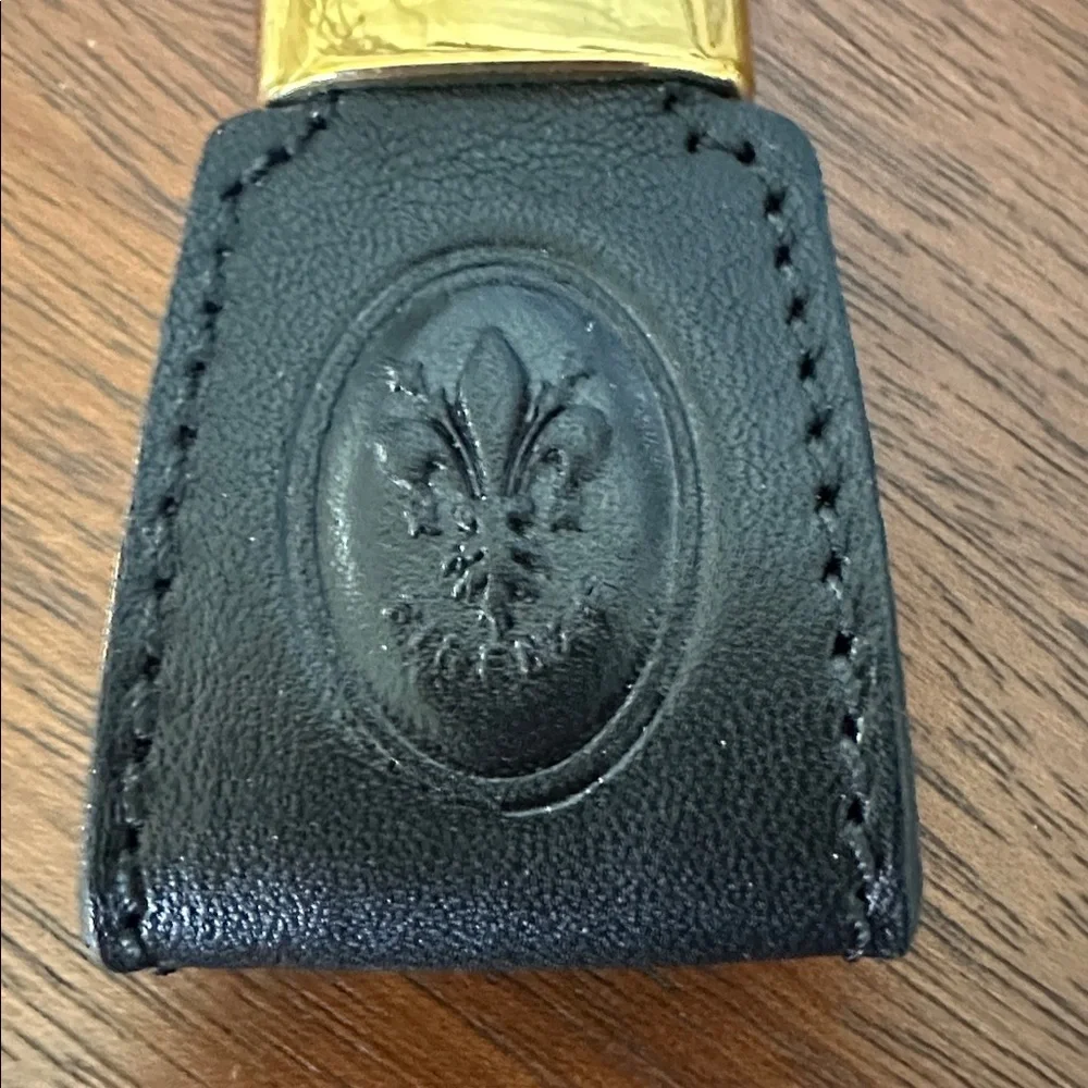 🔑 NEW Firenze Black and Gold Keychain leather Florence Italy Italian leather